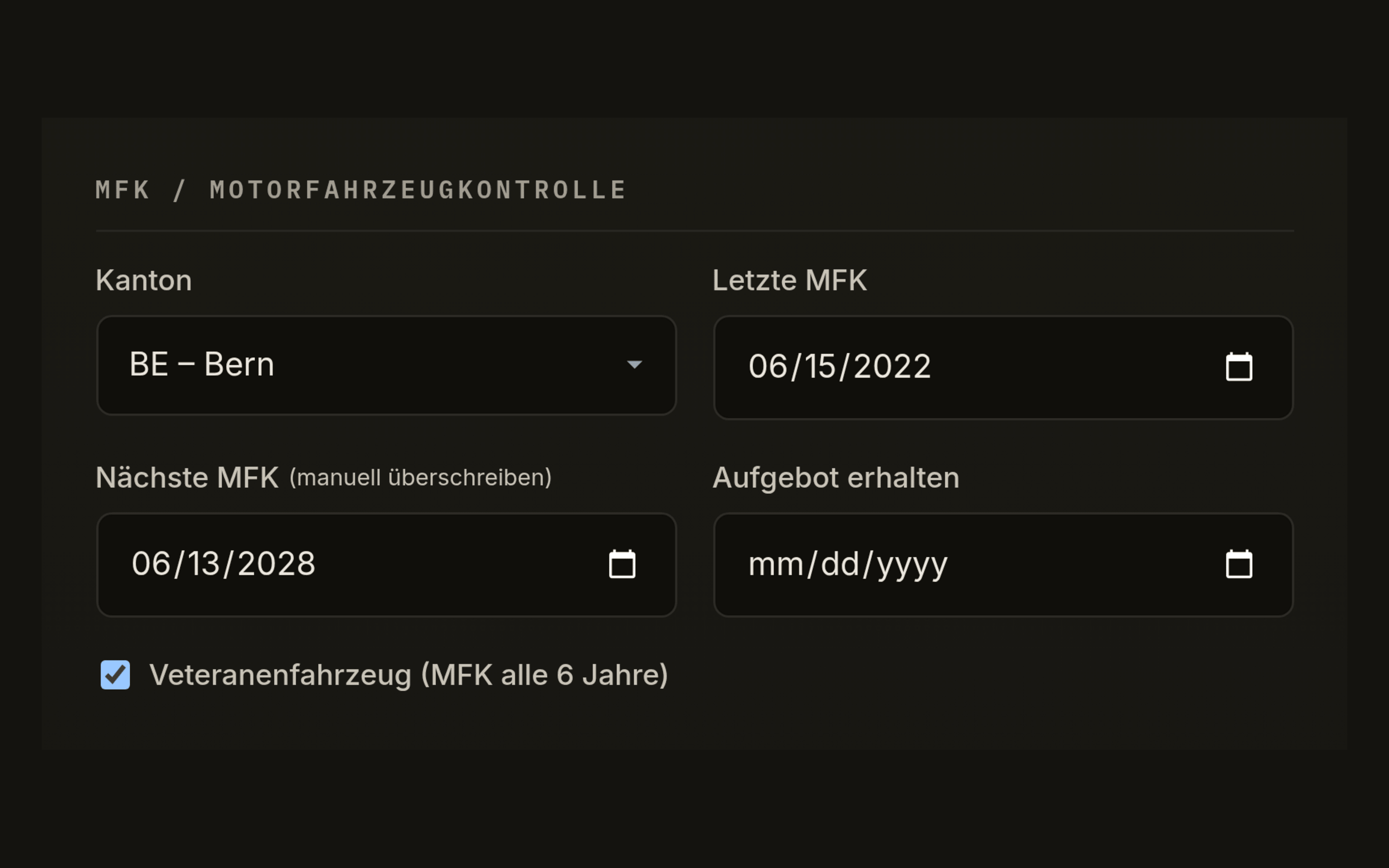 Motorfahrzeugkontrolle, nach Kanton.
