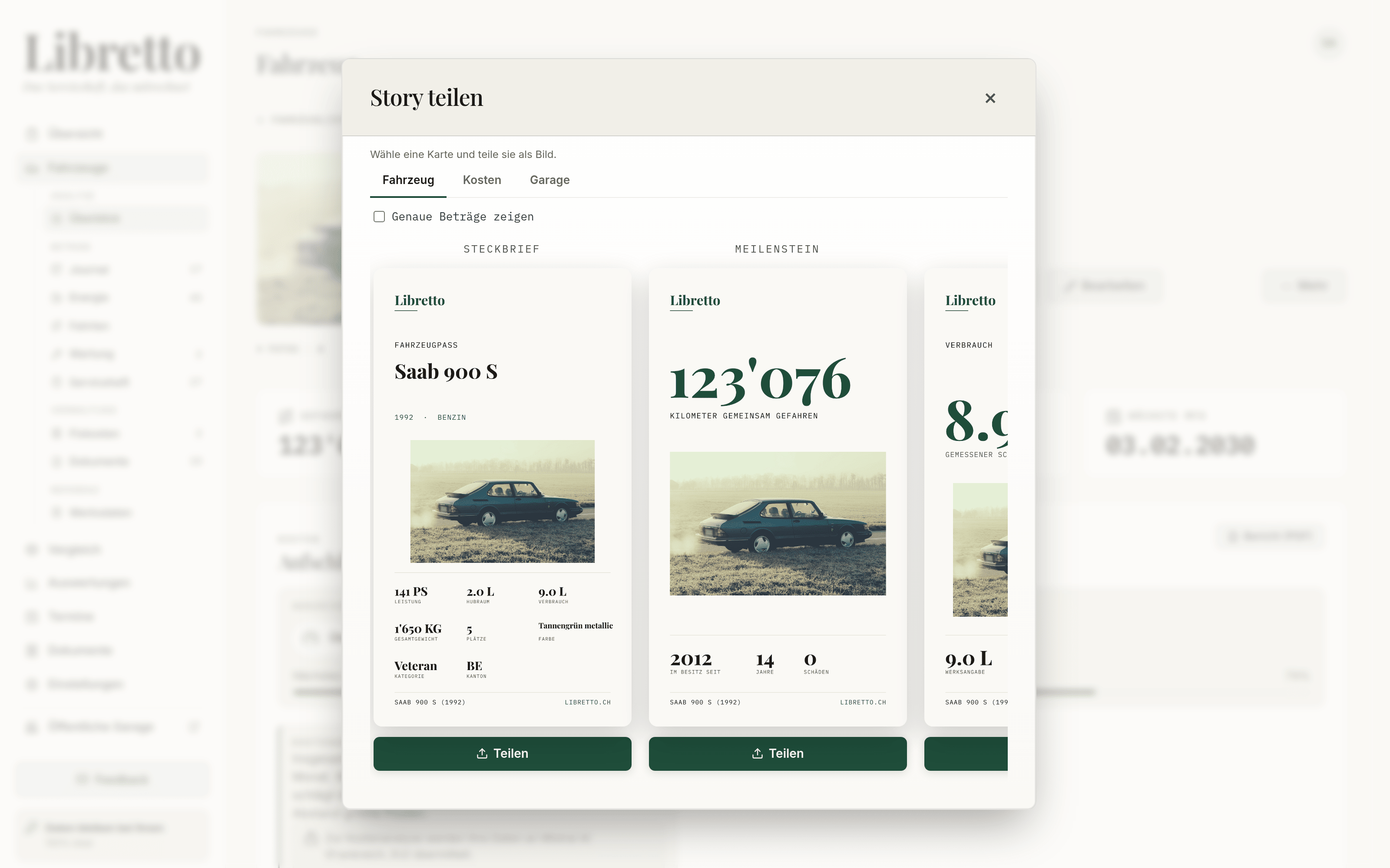 Die Geschichte eines Autos, als Bild geteilt.